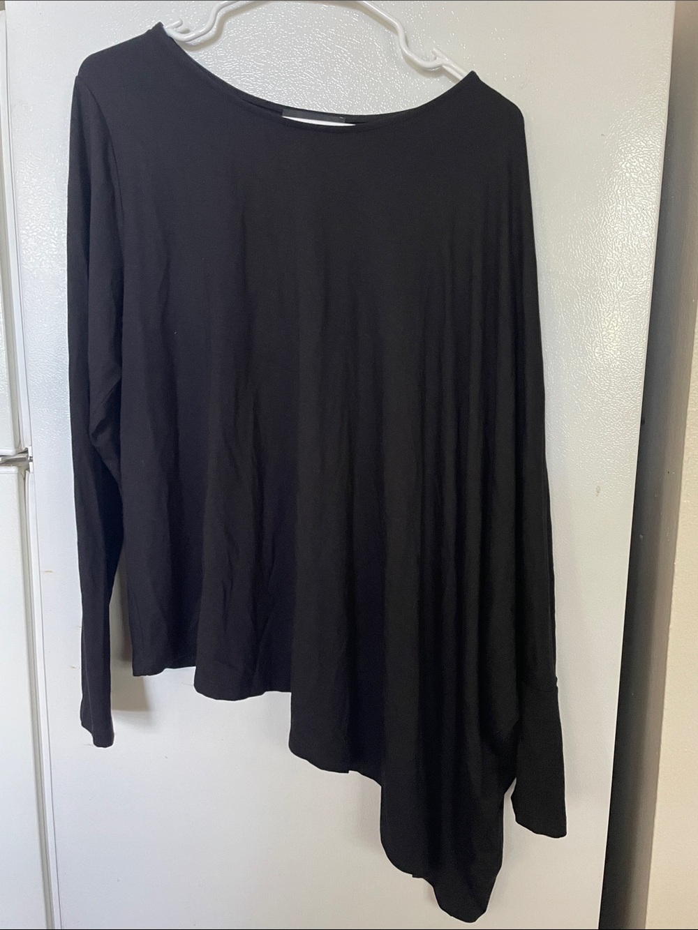 Karen Kane Large Rayon Blend Black Asymmetric Long-Sleeve Top